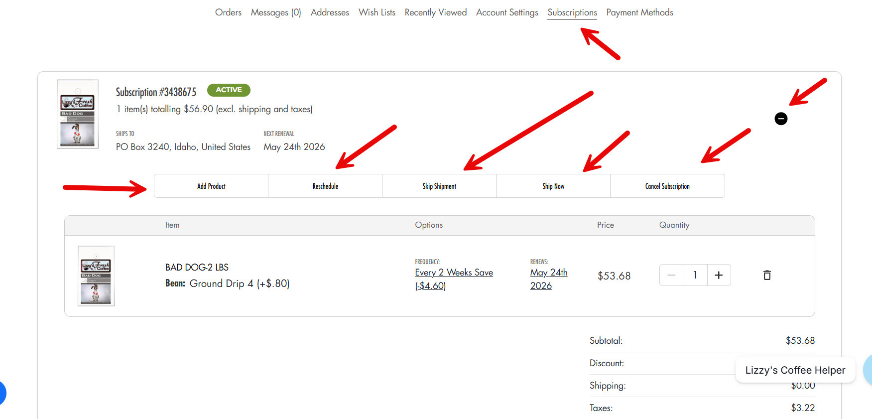 Subscription Changes Instructions